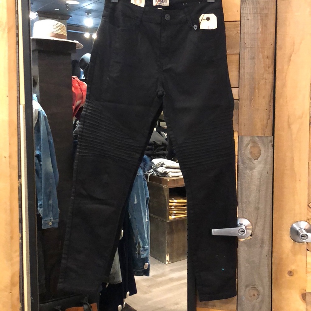 Moto knee patch black jeans